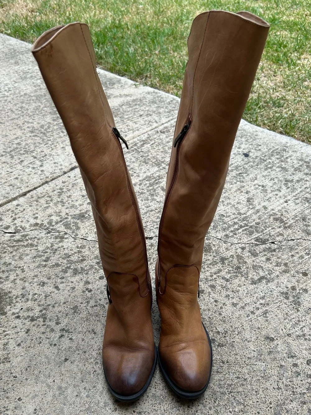 Vince Camuto Tall Over-the-Knee Leather Boots - Cognac Brown